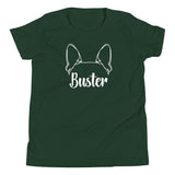 Big Ears With Boston Terrier Name - Personalized Youth Short Sleeve T-Shirt . Forest