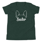 Big Ears With Boston Terrier Name - Personalized Youth Short Sleeve T-Shirt . Heather Forest