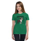 Boston Terrier Anatomy Illustrated Youth Short Sleeve T-Shirt .