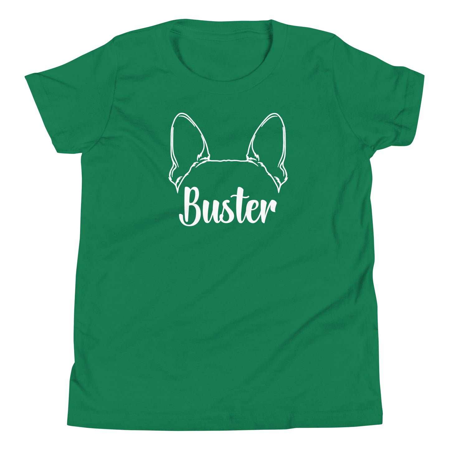 Big Ears With Boston Terrier Name - Personalized Youth Short Sleeve T-Shirt . Kelly