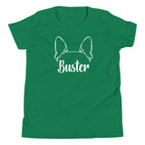 Big Ears With Boston Terrier Name - Personalized Youth Short Sleeve T-Shirt . Kelly