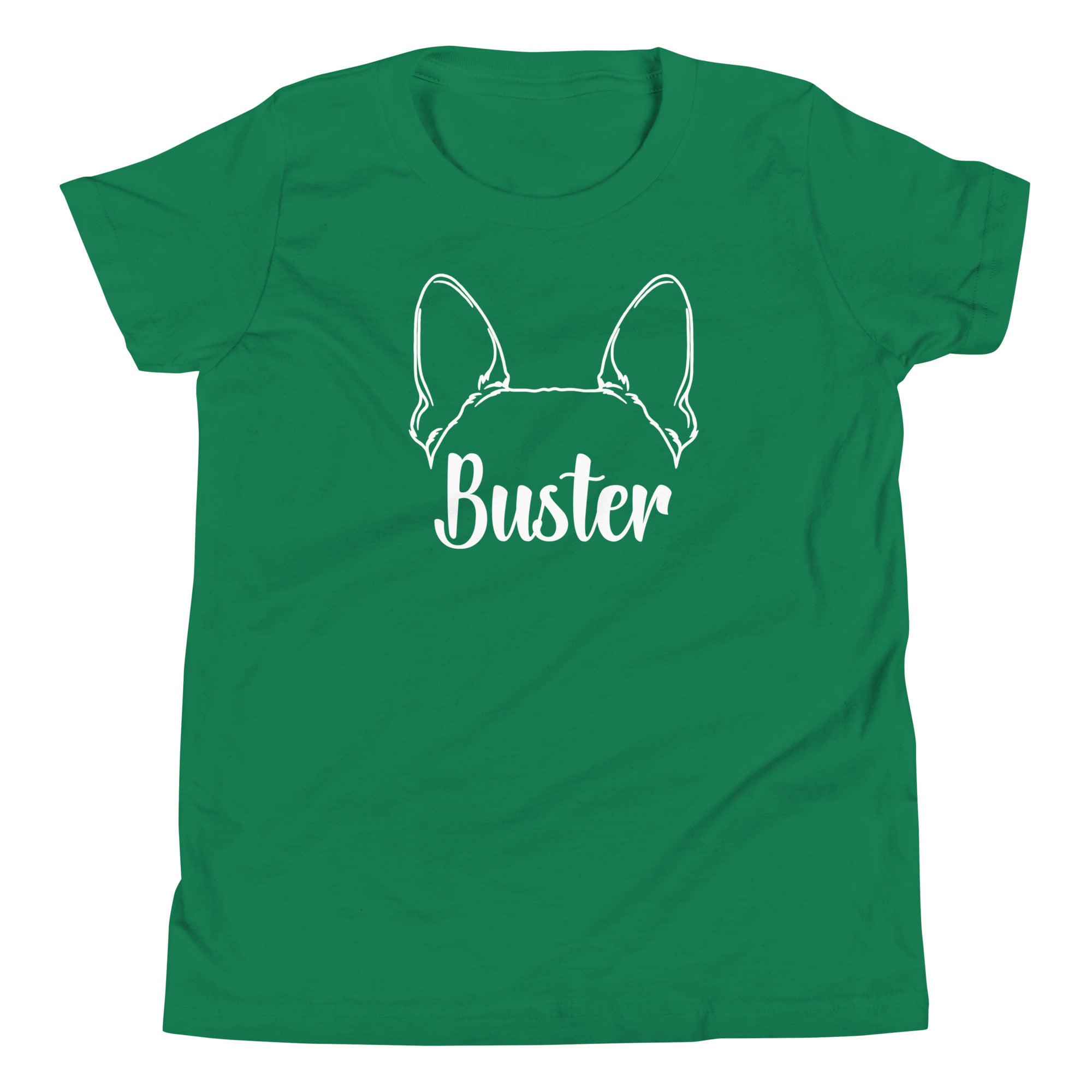 Big Ears With Boston Terrier Name - Personalized Youth Short Sleeve T-Shirt . Kelly