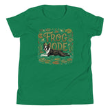 Frog Mode Boston Terrier Dog Frog Legs Youth Short Sleeve T-Shirt . Kelly
