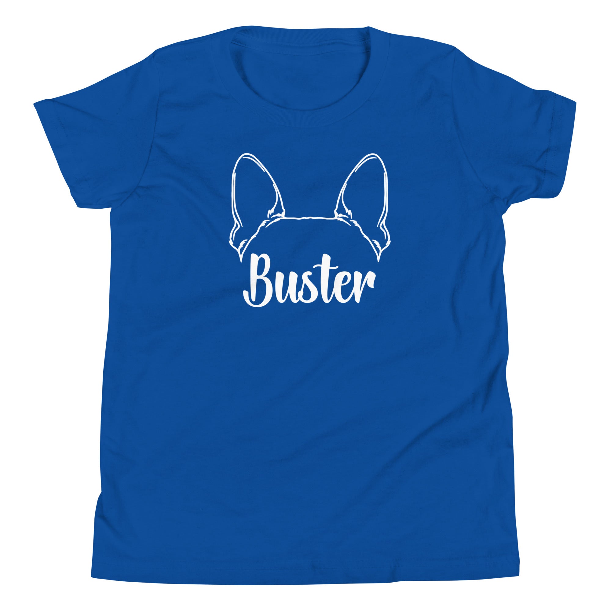 Big Ears With Boston Terrier Name - Personalized Youth Short Sleeve T-Shirt . True Royal