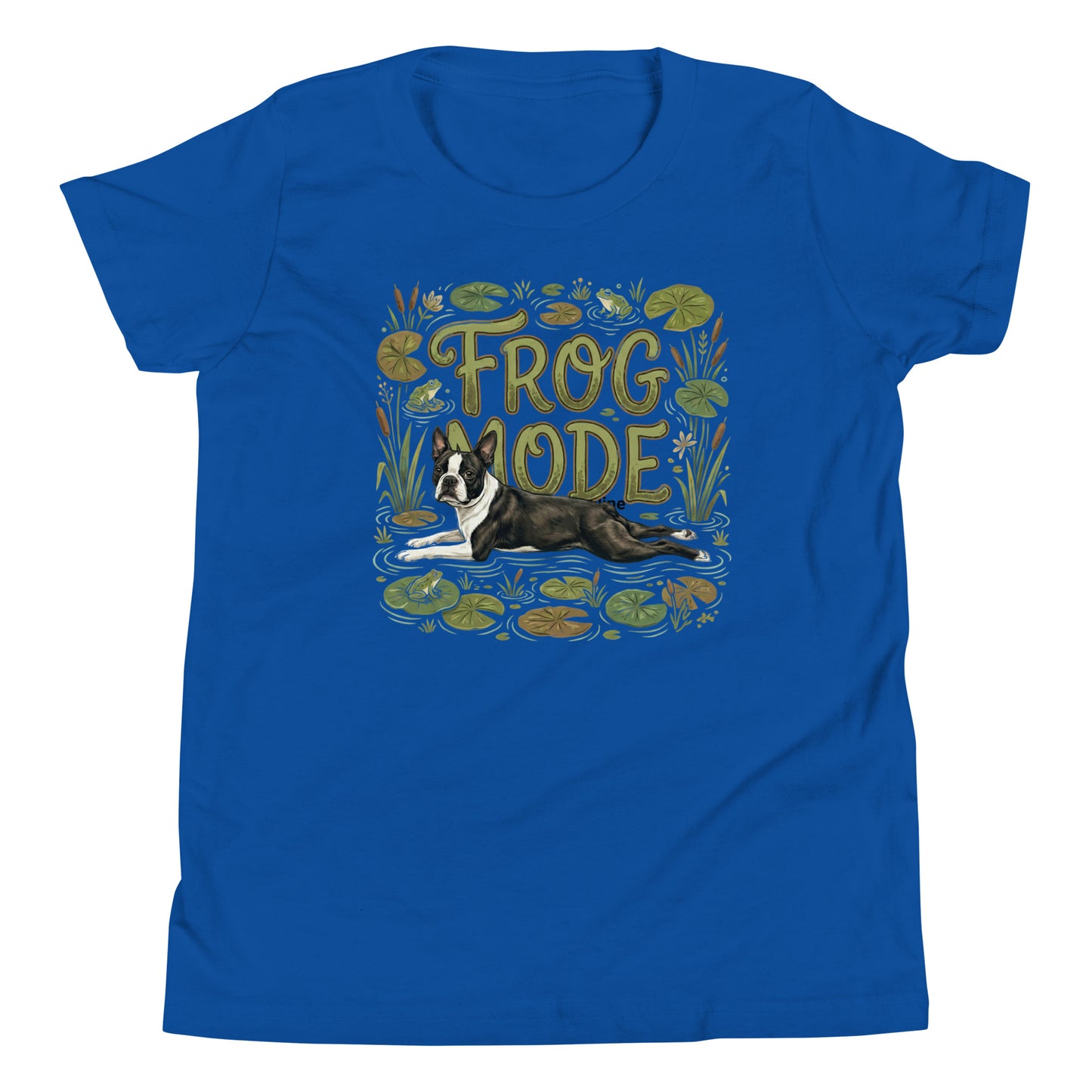 Frog Mode Boston Terrier Dog Frog Legs Youth Short Sleeve T-Shirt . True Royal