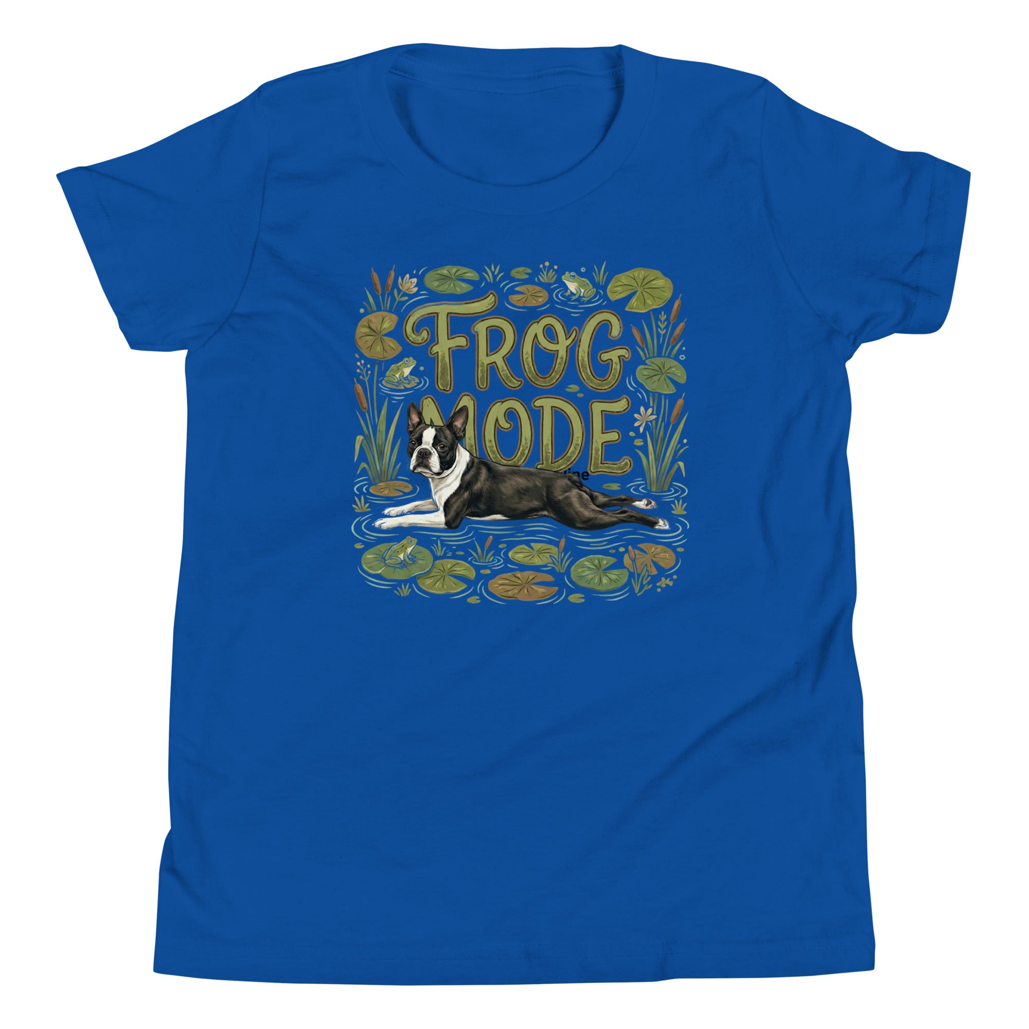 Frog Mode Boston Terrier Dog Frog Legs Youth Short Sleeve T-Shirt . True Royal