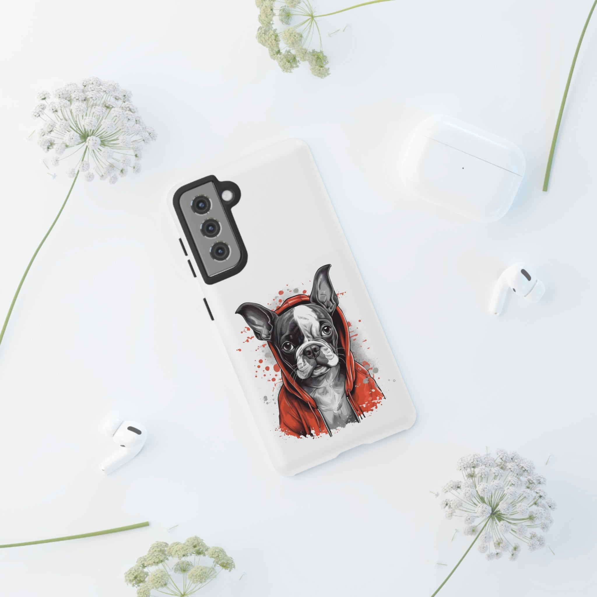 Boston Terrier in a Red Hoodie Samsung Tough Cases