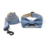 Denim Dog Collar Bow Tie Leash Set