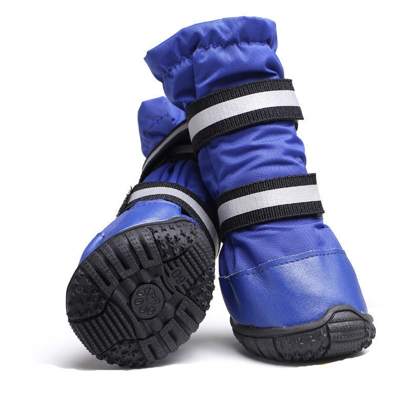 Winter Dog Boots Set Long Snow Boots That Stay On Boston Terrier Boots - Blue