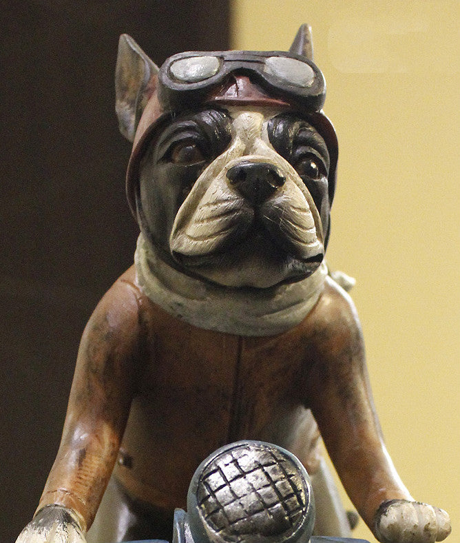 Boston Scooter Rider Figurine - Closeup