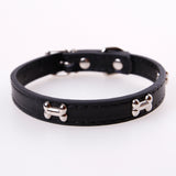 Bone Shape PU Leather Dog Collar