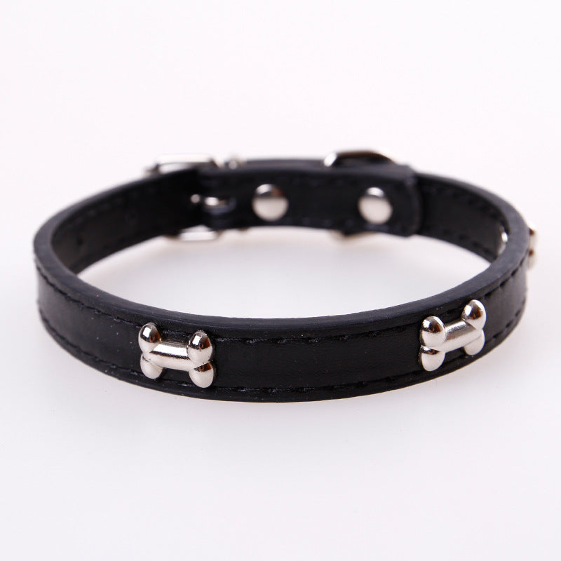 Bone Shape PU Leather Dog Collar