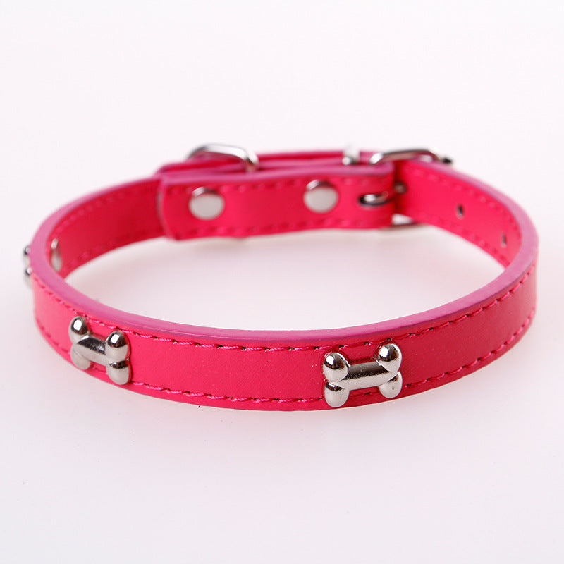 Bone Shape PU Leather Dog Collar