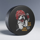 Boston Terrier Hockey Puck - Play Hard Bark Harder