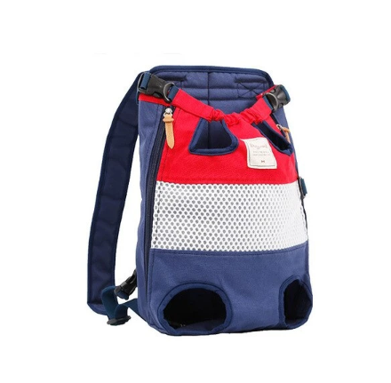 Front Dog Carrier Backpack - Blue red white