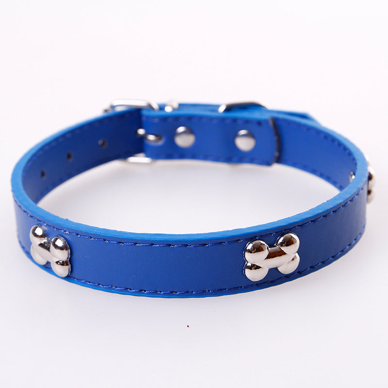 Bone Shape PU Leather Dog Collar