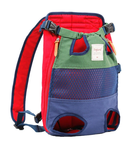 Front Dog Carrier Backpack - Red blue green