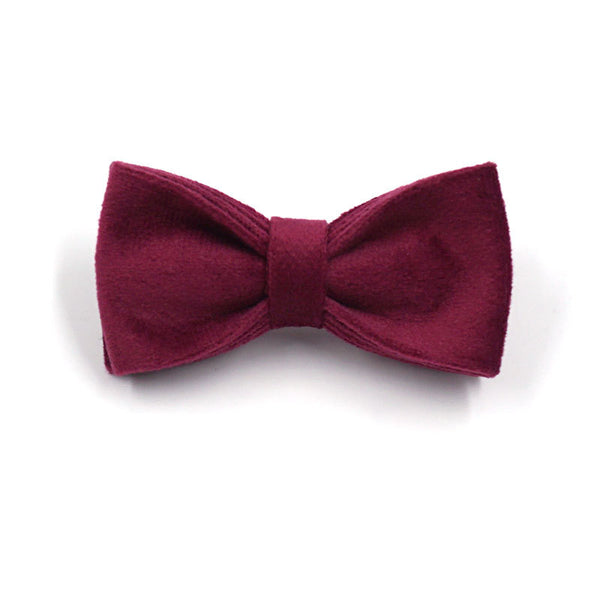 Soft Burgundy Velvet Dog Collar Bow Tie Leash