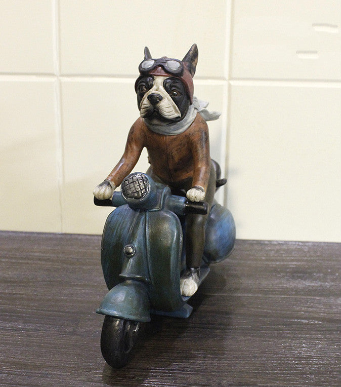 bike helmet with boston terrier Boston Scooter Rider Figurine