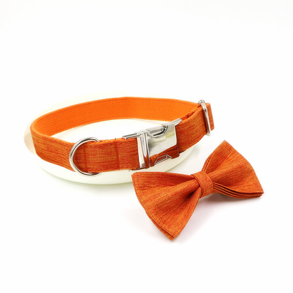Orange Dog Collar Bow Tie Leash Set