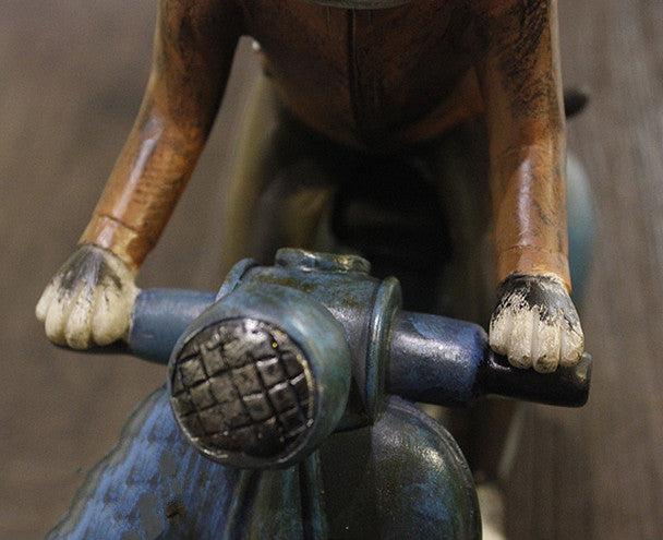 Boston Scooter Rider Figurine Statue - Front View