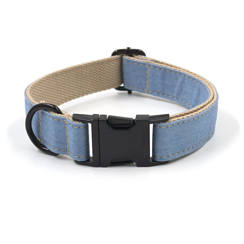 Denim Dog Collar Bow Tie Leash Set