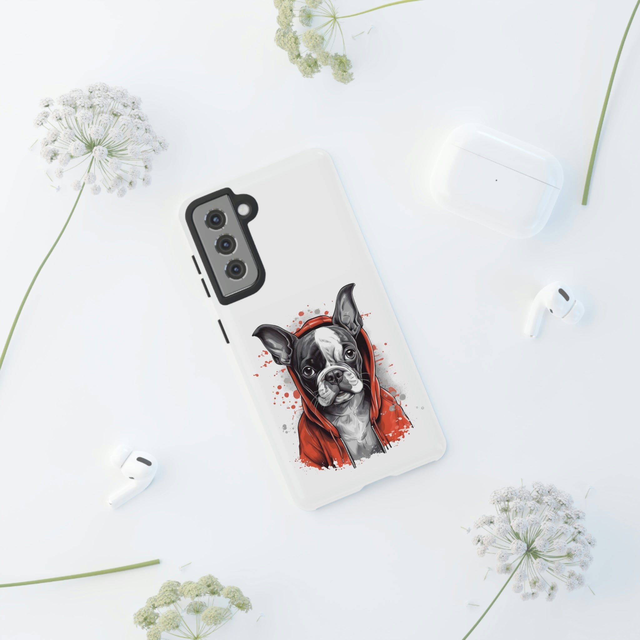 Boston Terrier in a Red Hoodie Samsung Tough Cases