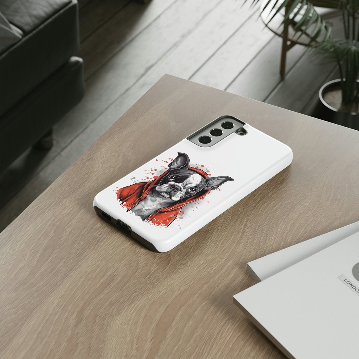Boston Terrier in a Red Hoodie Samsung Tough Cases