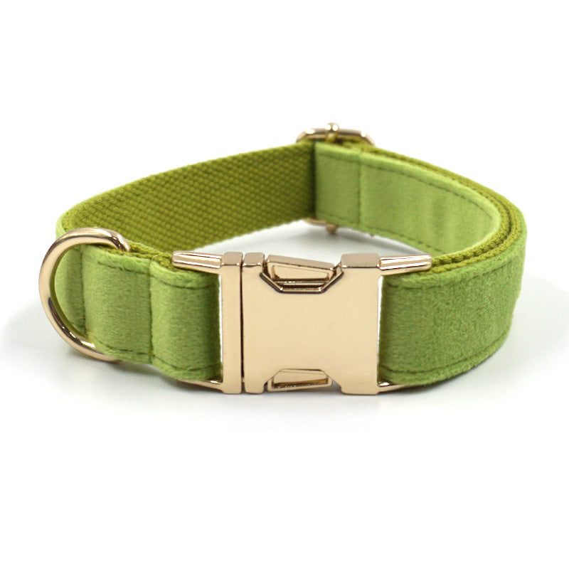 Matcha Green Velvet Dog Collar Bow Tie Leash Set