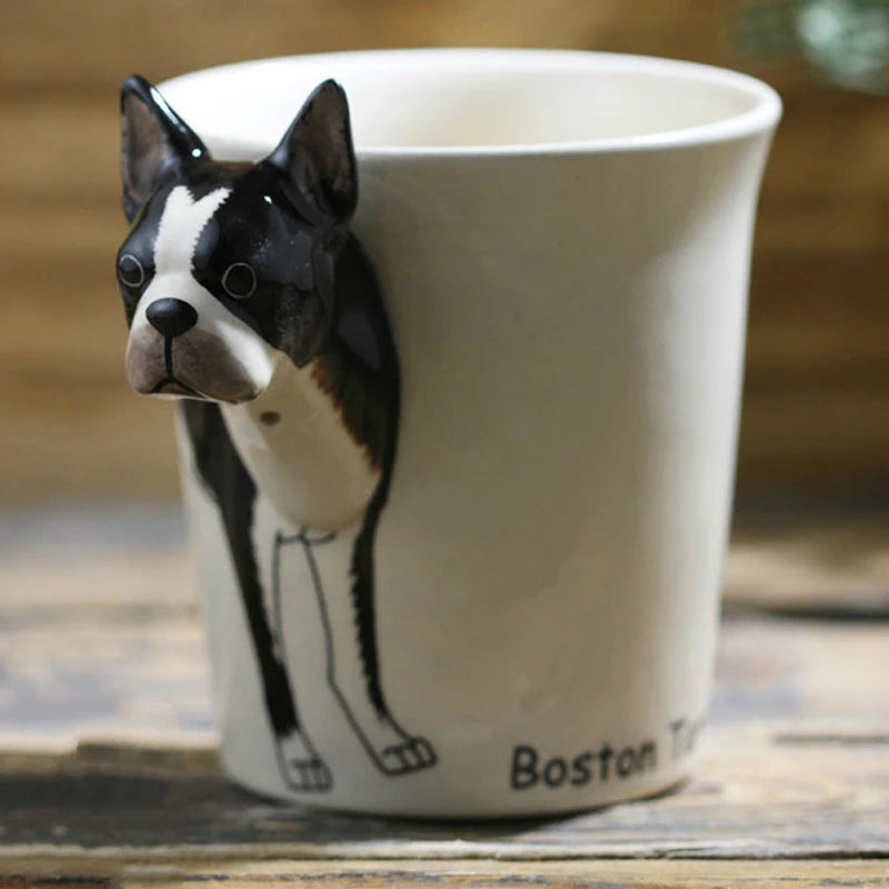 Hand Drawn 3D Boston Terrier Mug