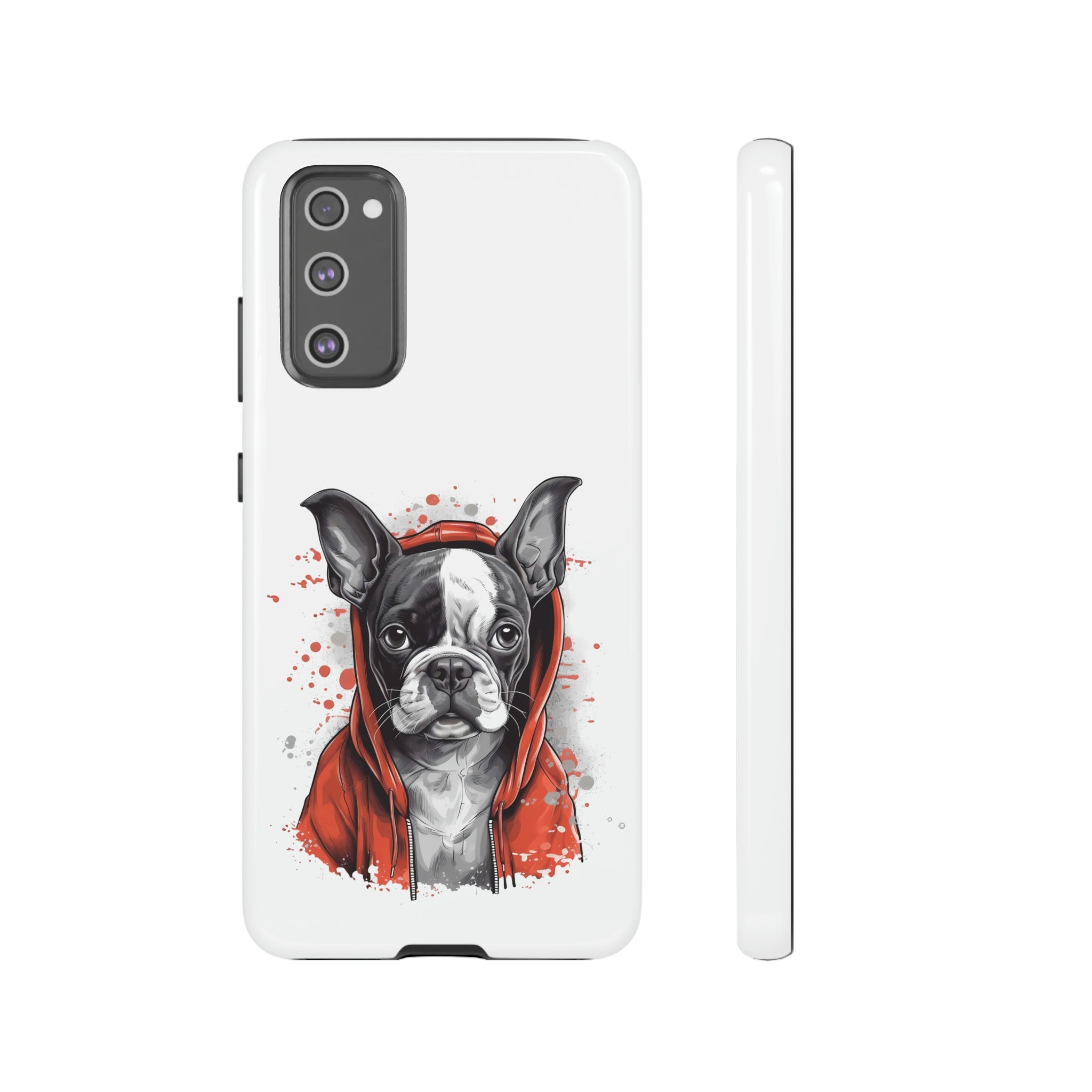 Boston Terrier in a Red Hoodie Samsung Tough Cases