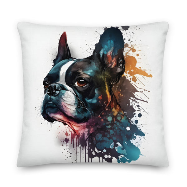 Boston Terrier Art on Premium Pillow