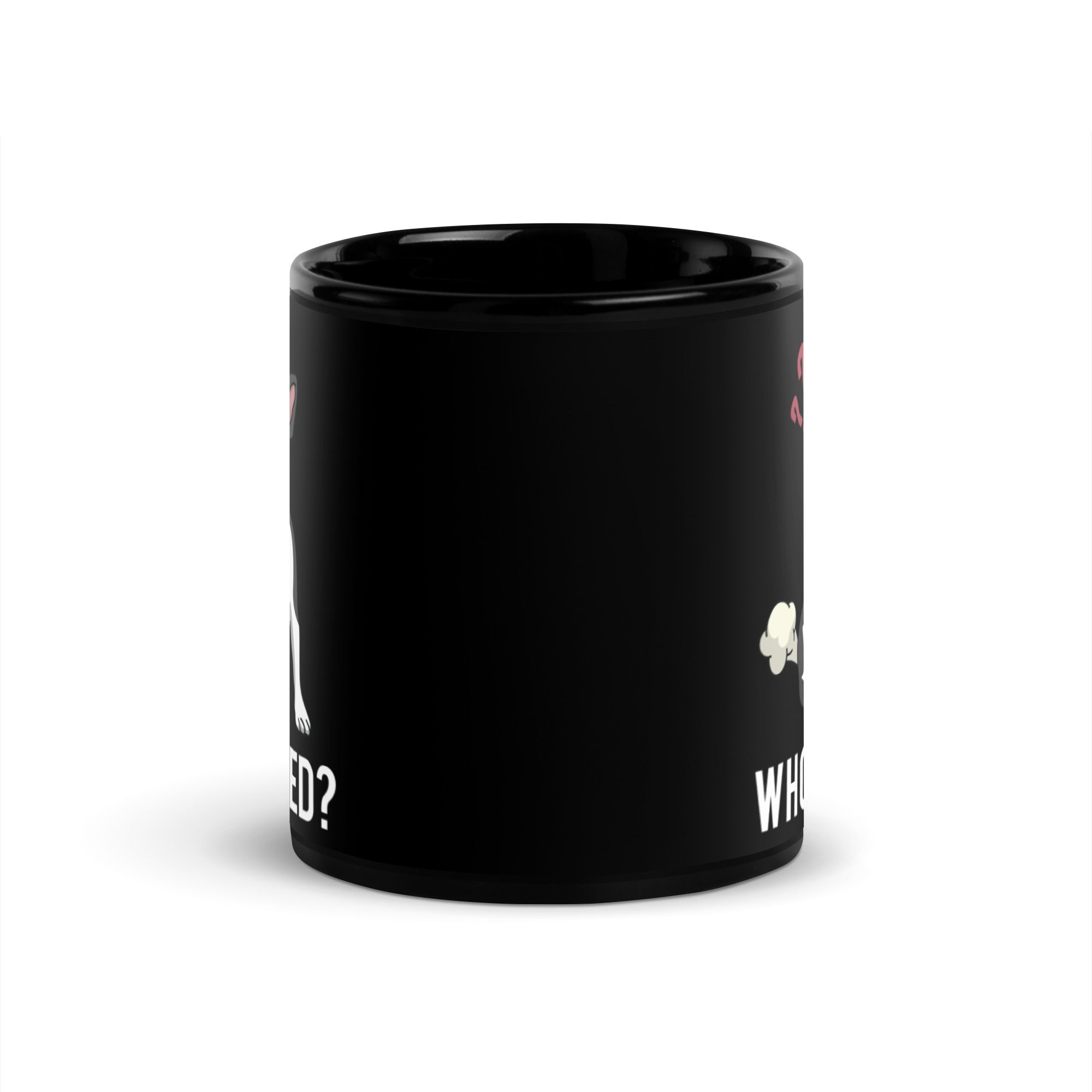 Who Farted Black Glossy Mug