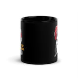 Hockey Boston Terrier Black Glossy Mug - Play Hard Bark Harder
