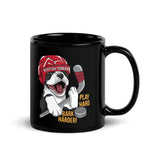 Hockey Boston Terrier Black Glossy Mug - Play Hard Bark Harder