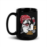 Hockey Boston Terrier Black Glossy Mug - Play Hard Bark Harder