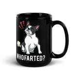 Who Farted Black Glossy Mug