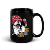 Hockey Boston Terrier Black Glossy Mug - Play Hard Bark Harder