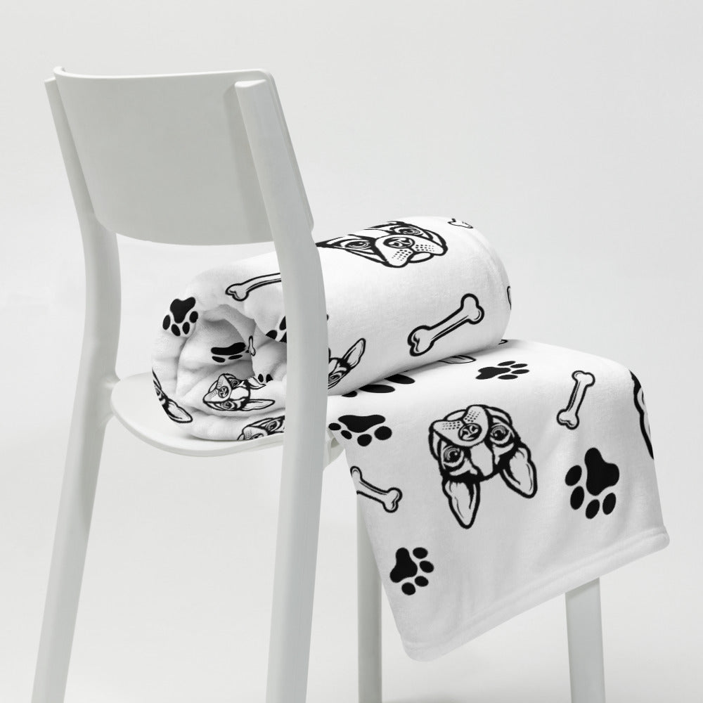 Boston Terrier Soft Blanket on a Chair