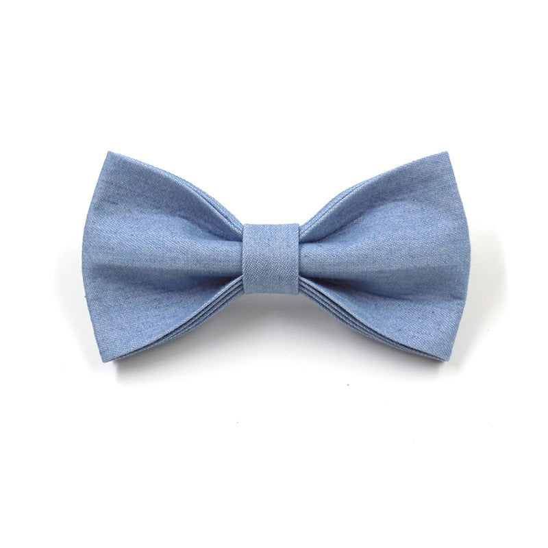 Denim Dog Collar Bow Tie Leash Set