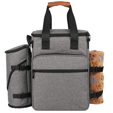 Chala Bowling Zip Tote Bag - Large Pleather Boston Terrier Print Tote With Key Fob (Stone Grey)