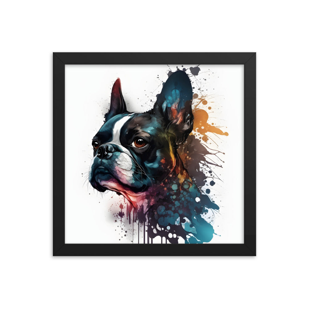 Boston Terrier Art on Framed Poster