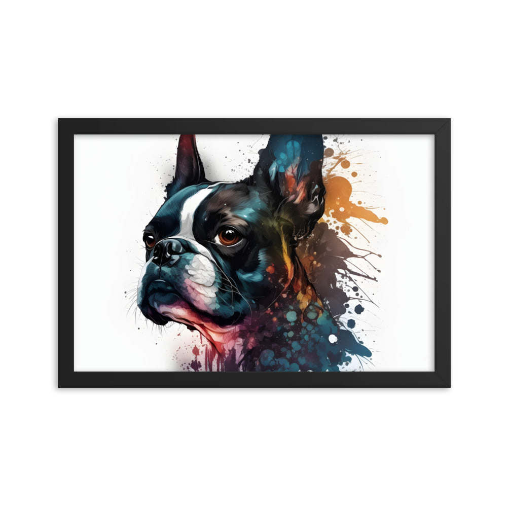 Boston Terrier Art on Framed Poster