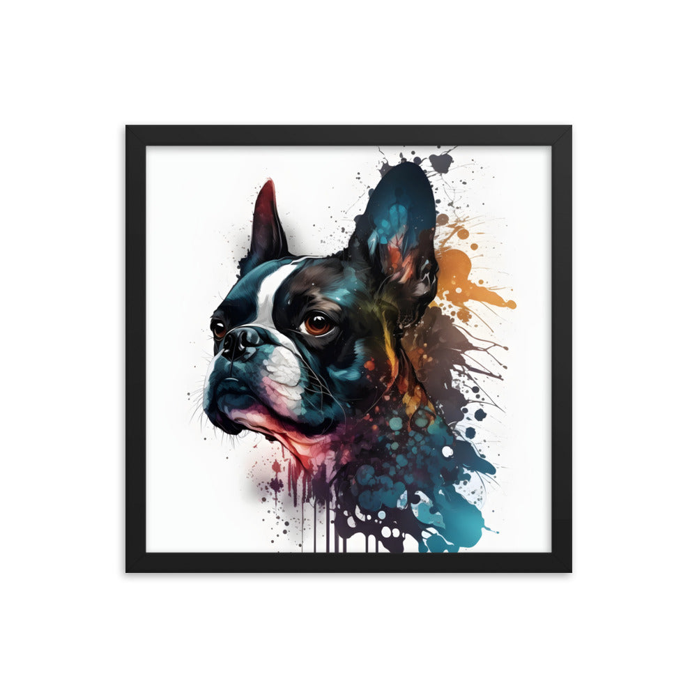 Boston Terrier Art on Framed Poster
