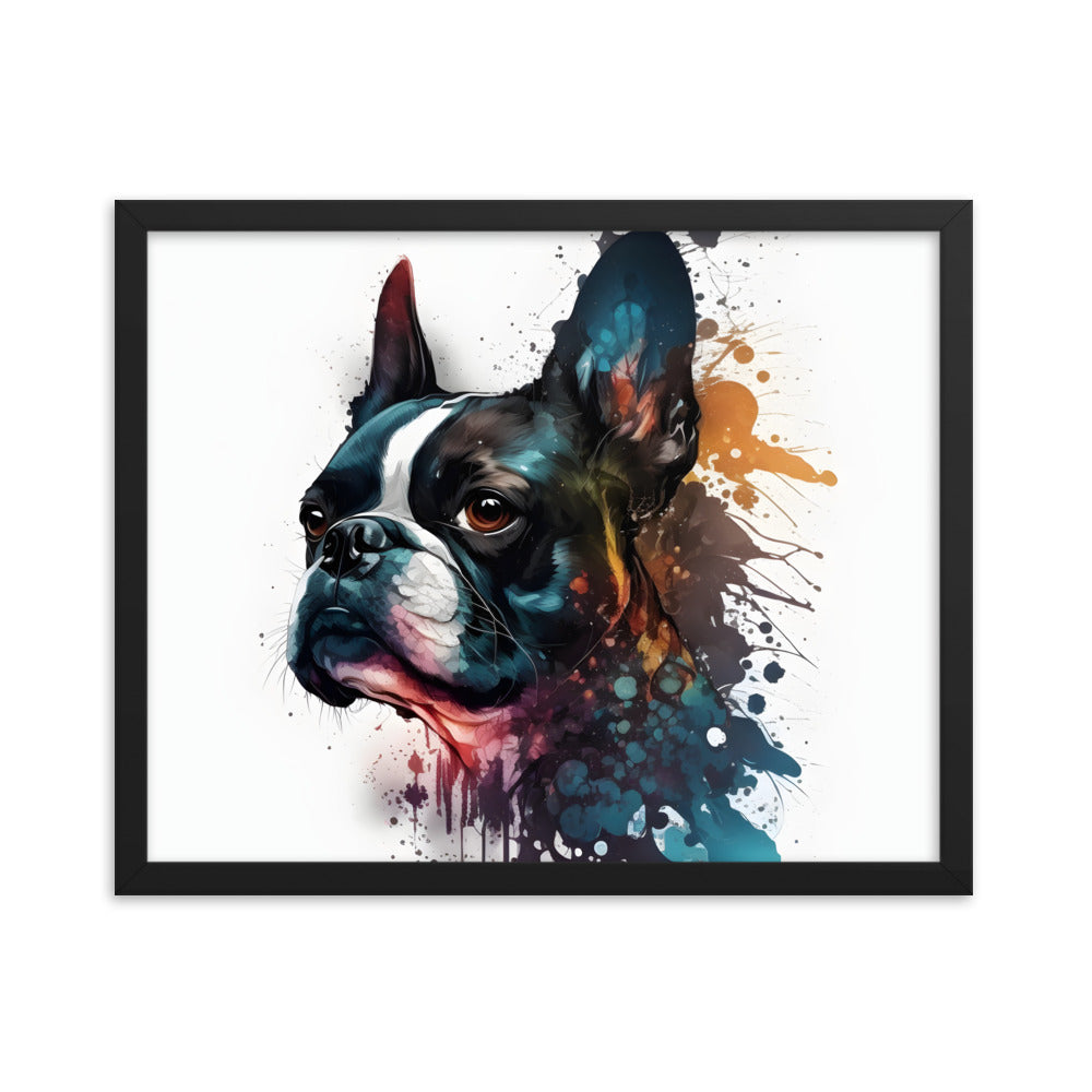 Boston Terrier Art on Framed Poster