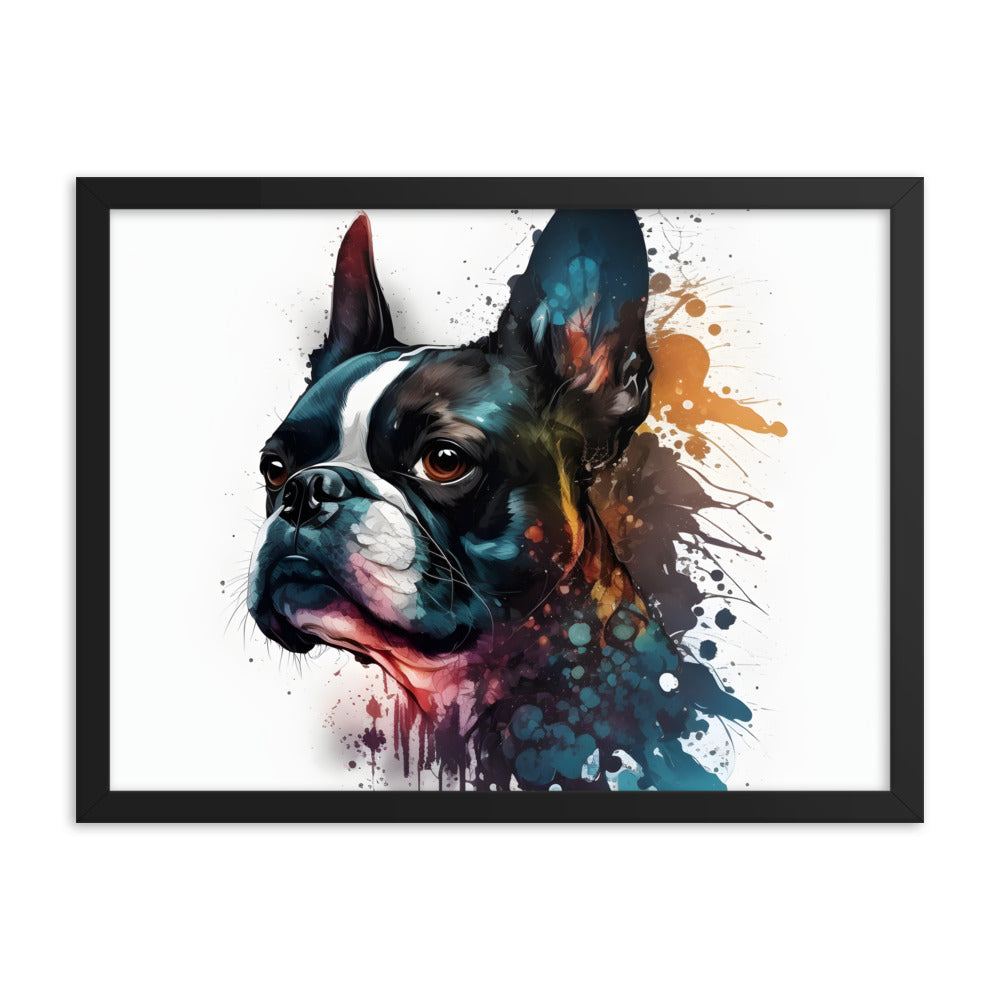 Boston Terrier Art on Framed Poster