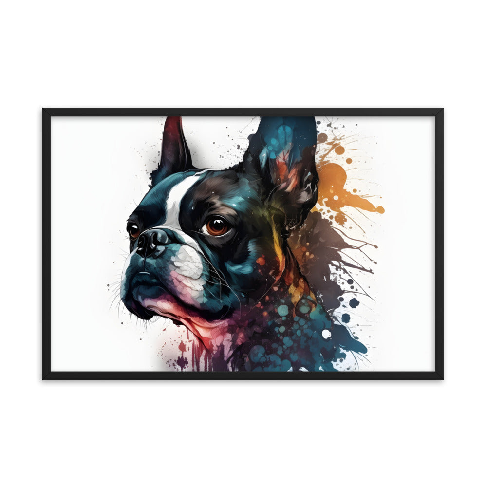 Boston Terrier Art on Framed Poster