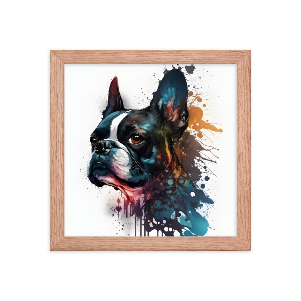 Boston Terrier Art on Framed Poster