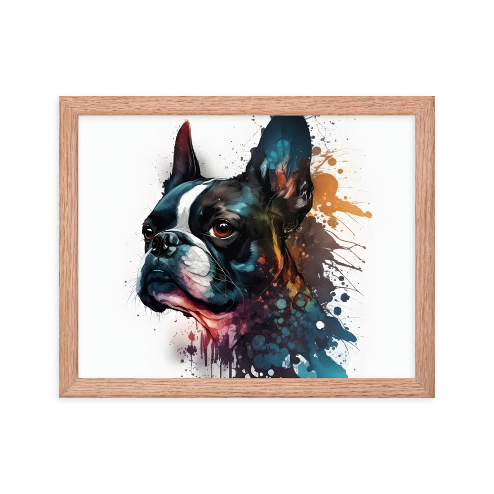 Boston Terrier Art on Framed Poster