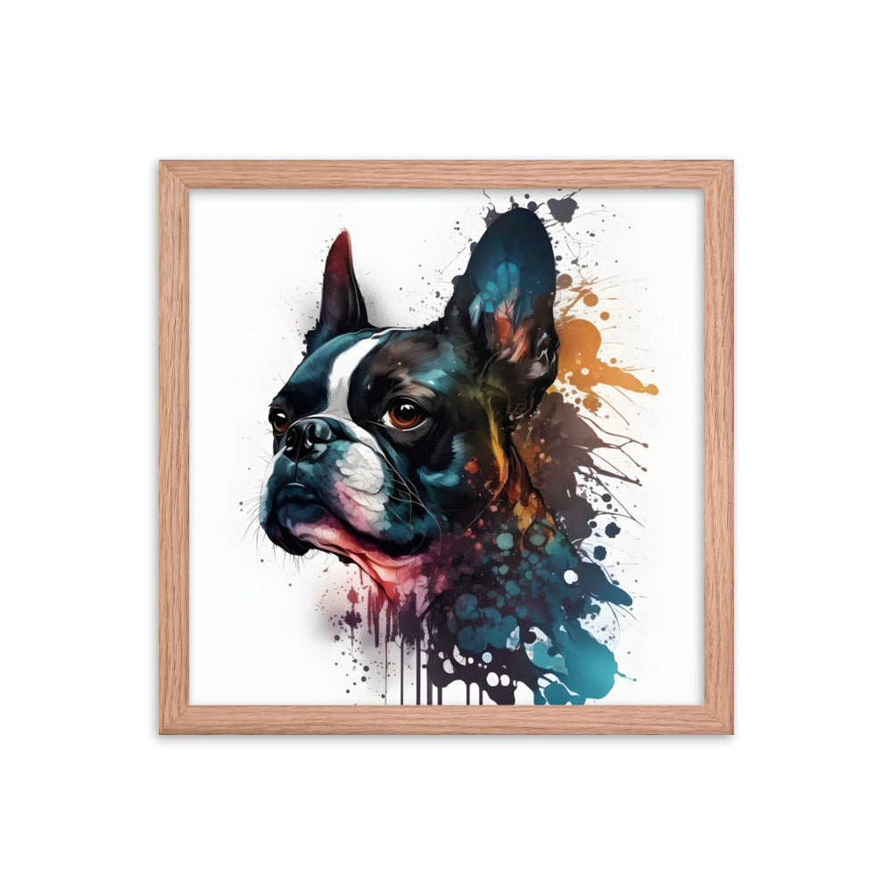 Boston Terrier Art on Framed Poster